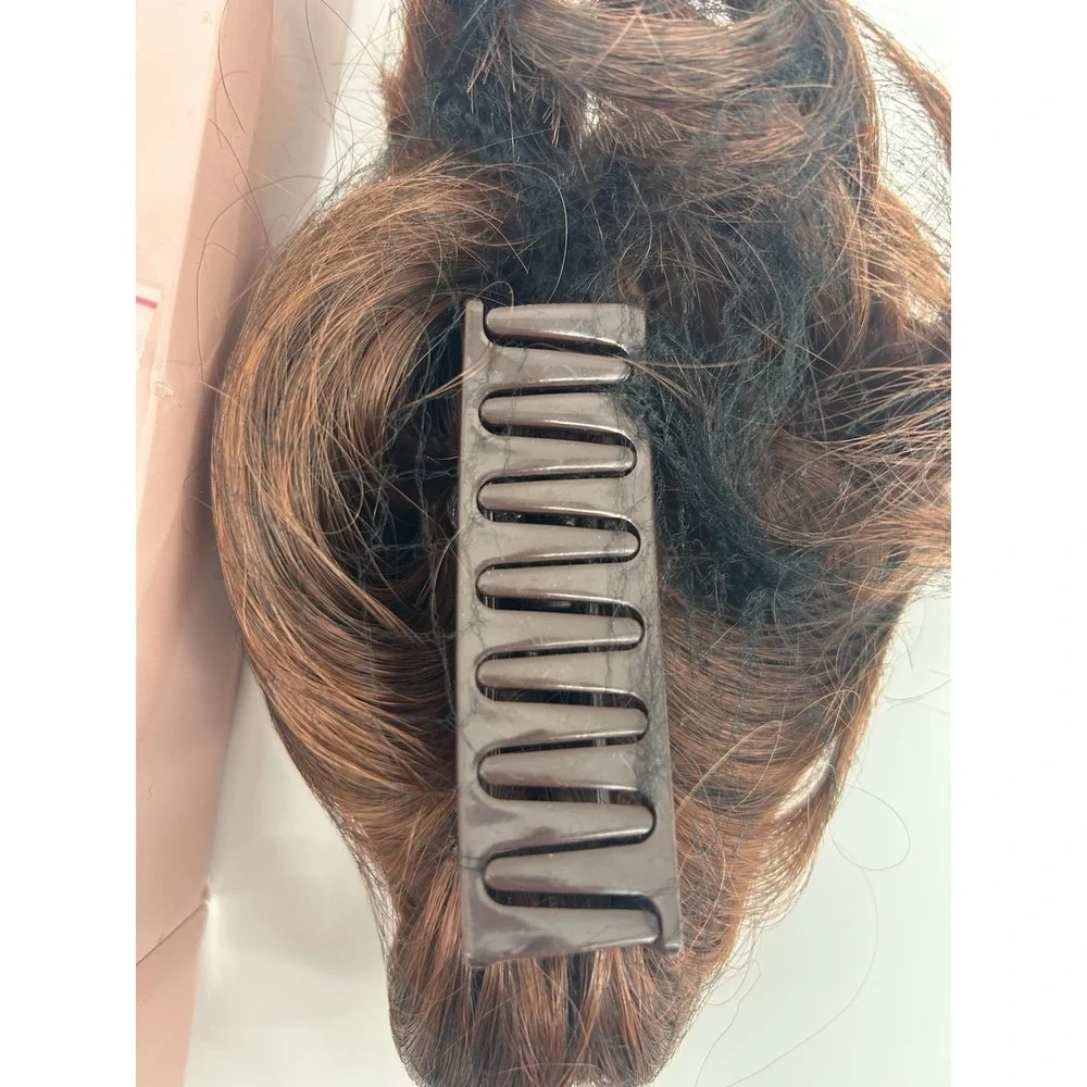 Hair Claw Clip with Synthetic‎ Hair Piece Red Vino Updo Extension Bun Clip In